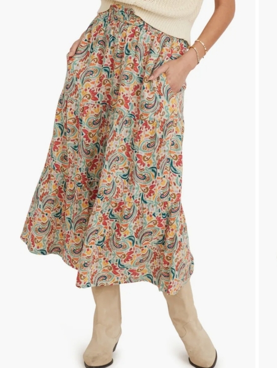 Marine Layer Dresses & Skirts - Marine Layer | Corrine Paisley Multi Double Cloth Cotton Maxi Skirt Womens Large